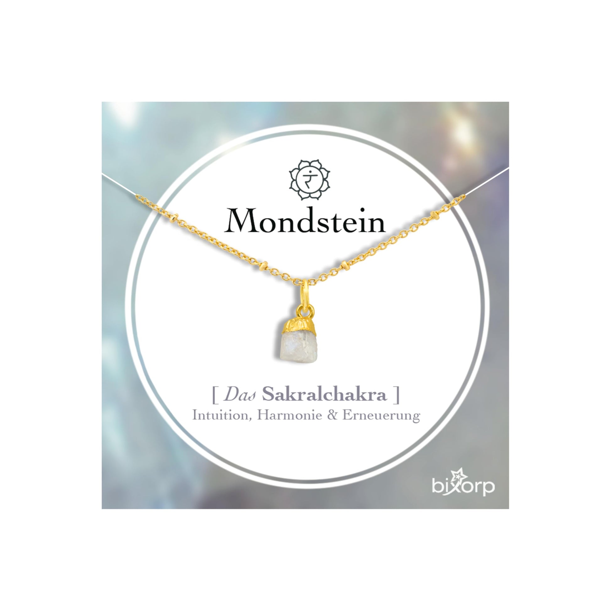 Chakra-Halskette aus rohen Edelsteinen mit 18 Karat Goldplattierung - Edelstahl - 36cm + 8cm verstellbar