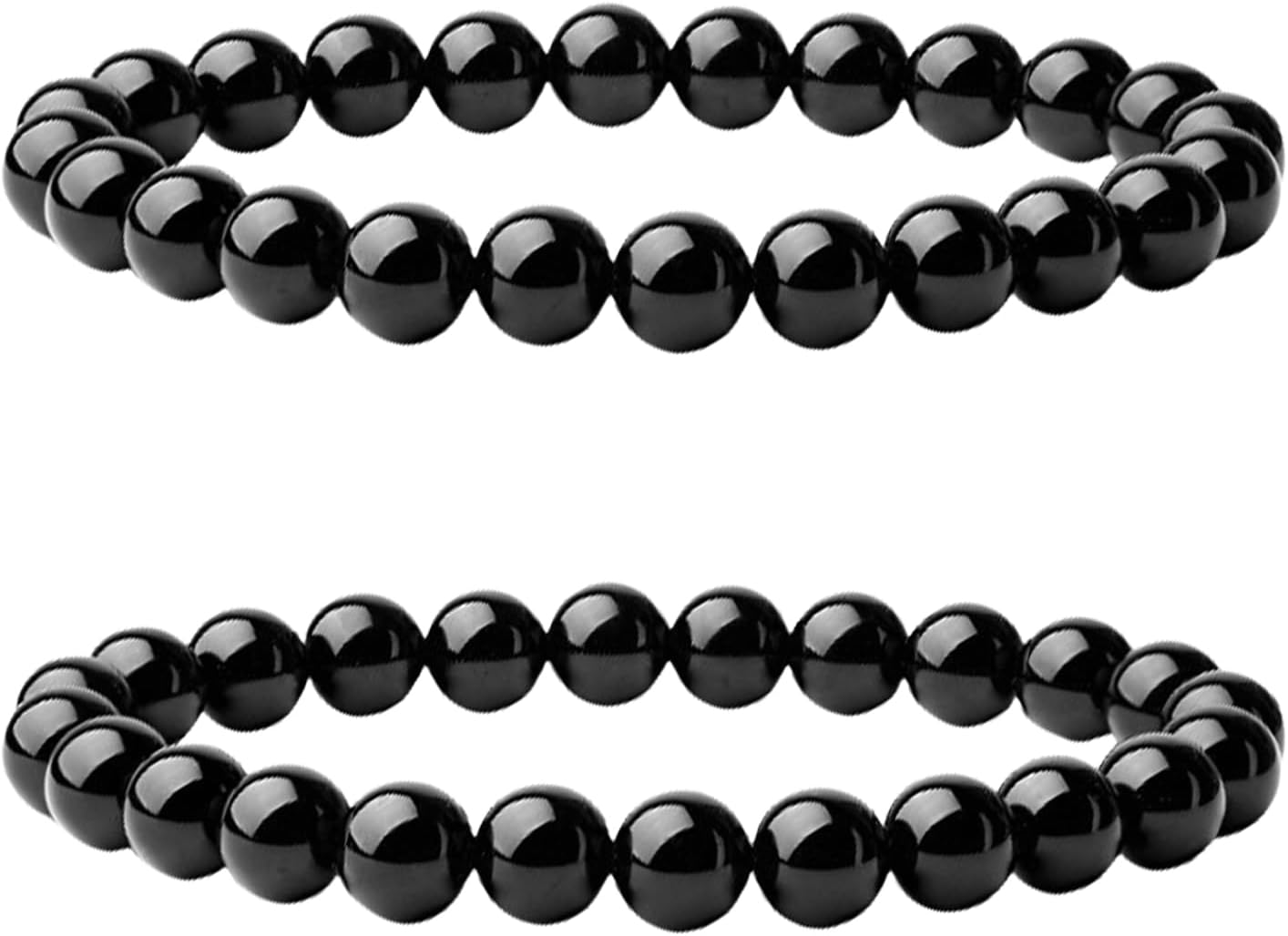 2 Stück 8mm Schwarzer Obsidian Perlenarmband,Handgefertigte Echte Natursteine Armbänder,Herren,Damen Chakren Perlenarmband,Handmade Echte Naturstein Perlen Heilsteine ArmbandKristalle