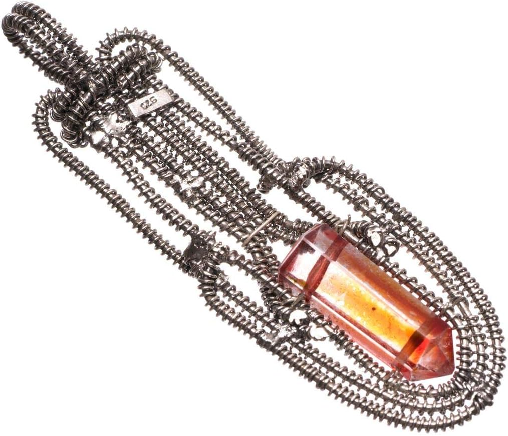 StarGems 925er Sterling Silber Dyed Aura Quartz Einzigartig Handgefertigt Anhänger 6,35cm Dyed Aura Quartz T1016