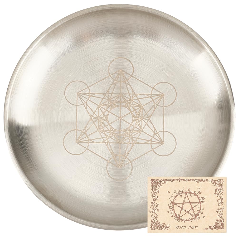 CREATCABIN Pentagramm Altarplatte Stern Tarotplatte Rituelles Brennen Kerzenhalter Teller Schalen Opfergaben Weihrauchbrenner Flache Schale Mit Altarkarte Tarotzubehör Für Hexerei Wicca Golden 14x14cm