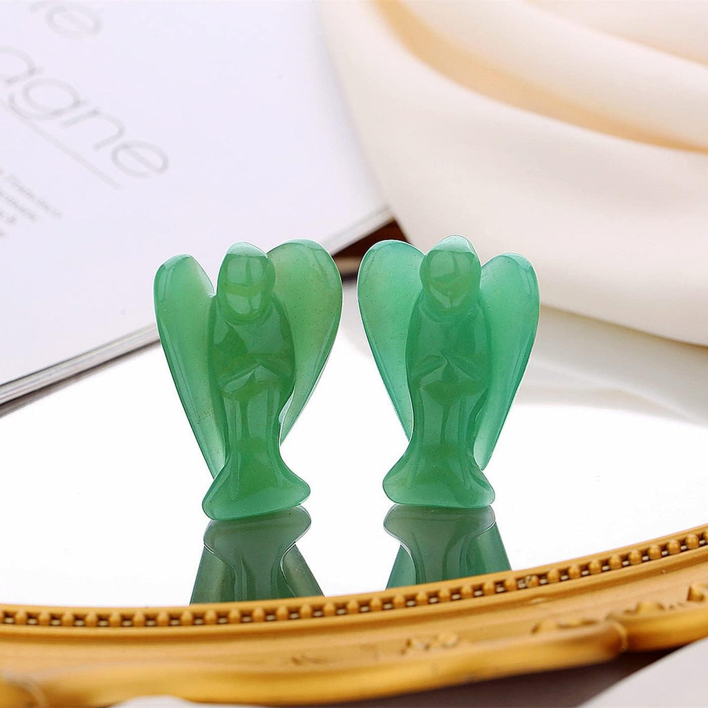 XIANNVXI Green Aventurine Guardian Angel Crystals Angel Figure Healing Crystal Gemstones Polished Stones Statue Reiki Angel Figure Guardian Angel Gift