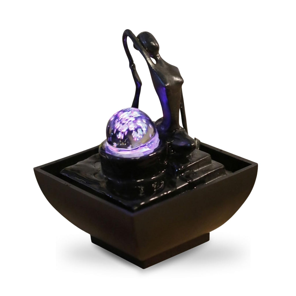 zen' Light Natural Boro Fontaine Resin Silver 13 x 13 x 17 cm