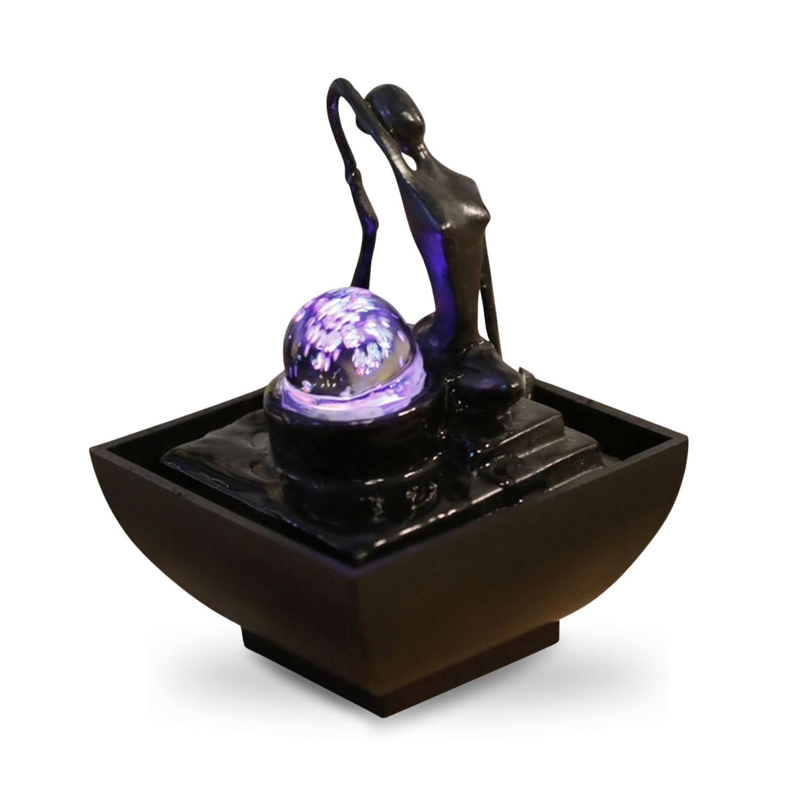 zen' Light Natural Boro Fontaine Resin Silver 13 x 13 x 17 cm