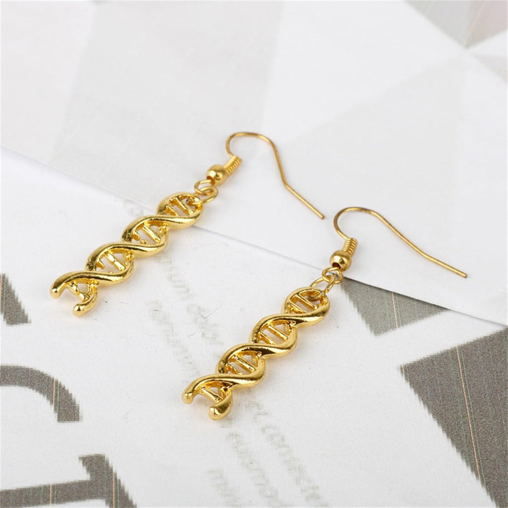 DNA Double Helix Chemistry Pendant Necklace Gold Silver Plated Unique Elegant 3D Spiral Science Biology Molecule Medical Lab Lightweight Chain Necklace for Women Science Lovers Jewelry Gifts
