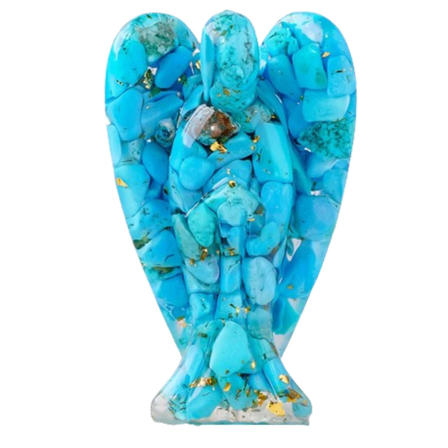 Erliway 7.8cm Large Deep Citrine Crystal Guardian Angel Figures, Natural Healing Crystal Chips Resin Angel Statue for Peace Meditation Easter Home Decor Gifts