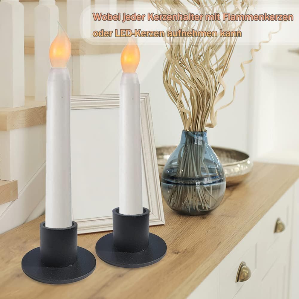 Set mit 4 schwarzen Kerzenhaltern, Retro-Kerzenlicht-Dinner-Kerzenhalter, für Wohn-, Esszimmer- und Schlafzimmerdekoration, Kamindekoration(Neue Verpackung)