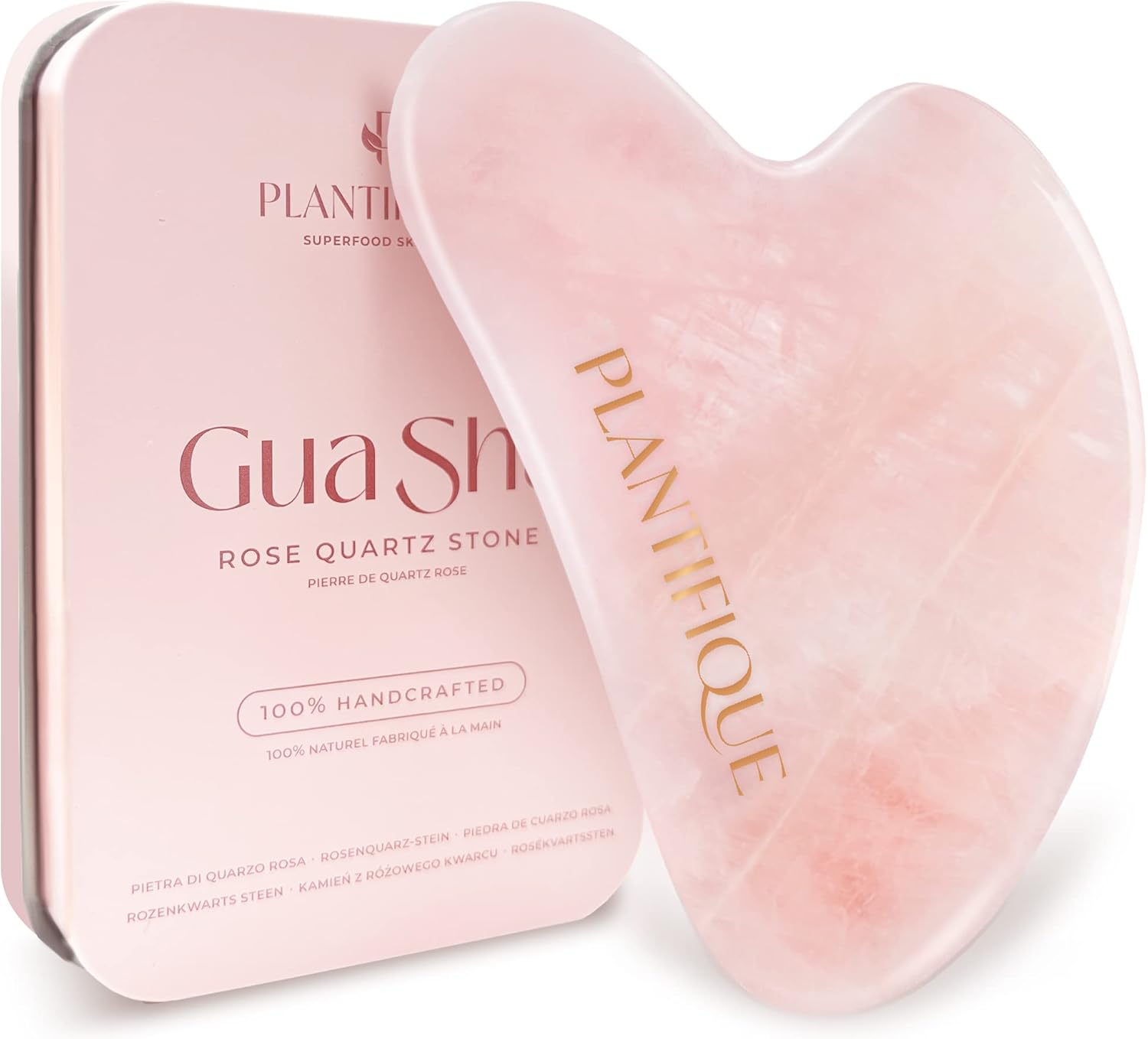 Plantifique Gua Sha Stone – Natural Rose Quartz Massage Roller – Gua Sha Made of Rose Quartz – Face Massage for Eye Swelling Skin Tightening of Face – Gua Sha Stone Original – Face Massager