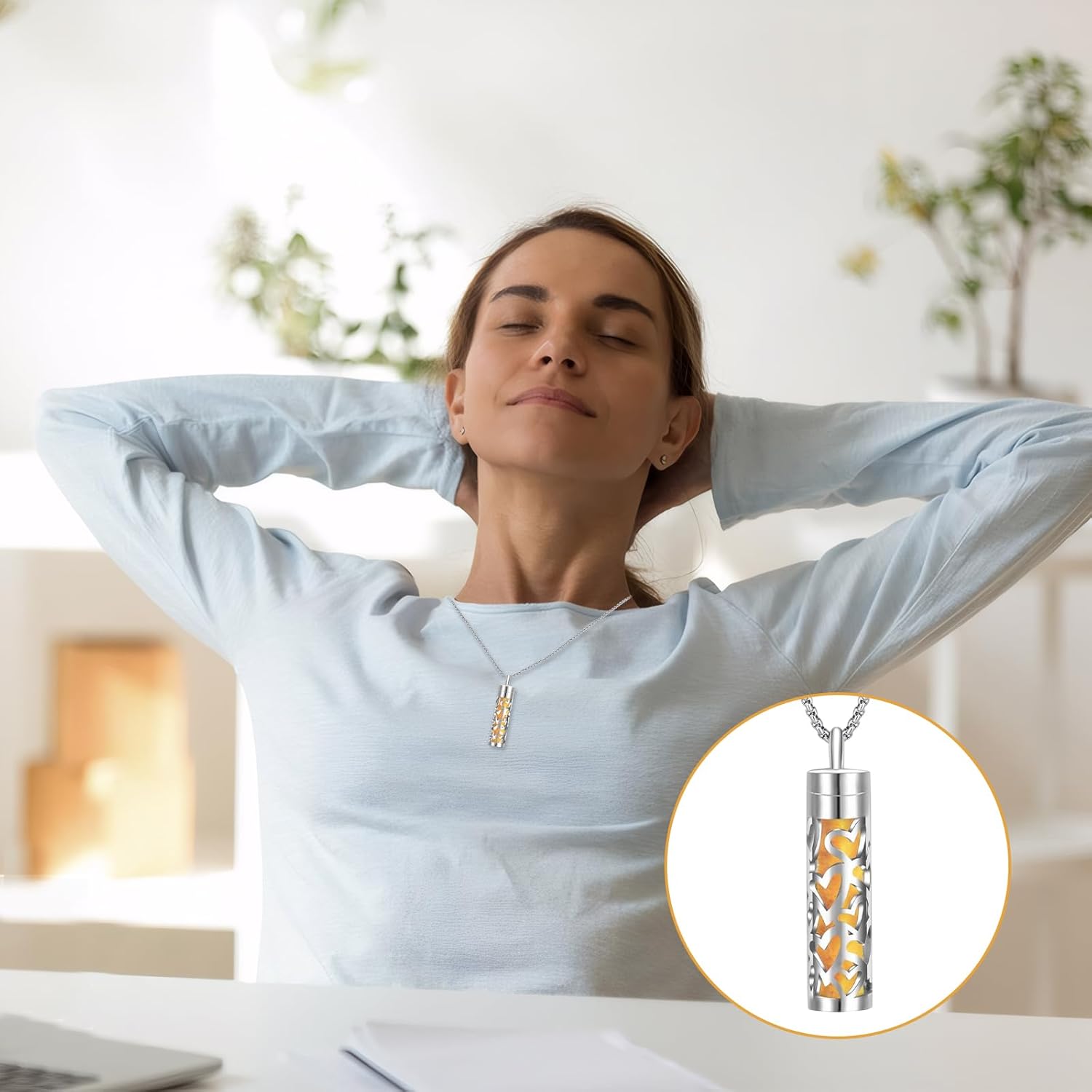 Fragrance Chain Essential Oil Necklace for Women Chain with Fragrance Pendant Fragrance Chain Aromatherapy Necklace Diffuser Stainless Steel Diffuser Necklace Fragrance Chain Essential Oil Necklace