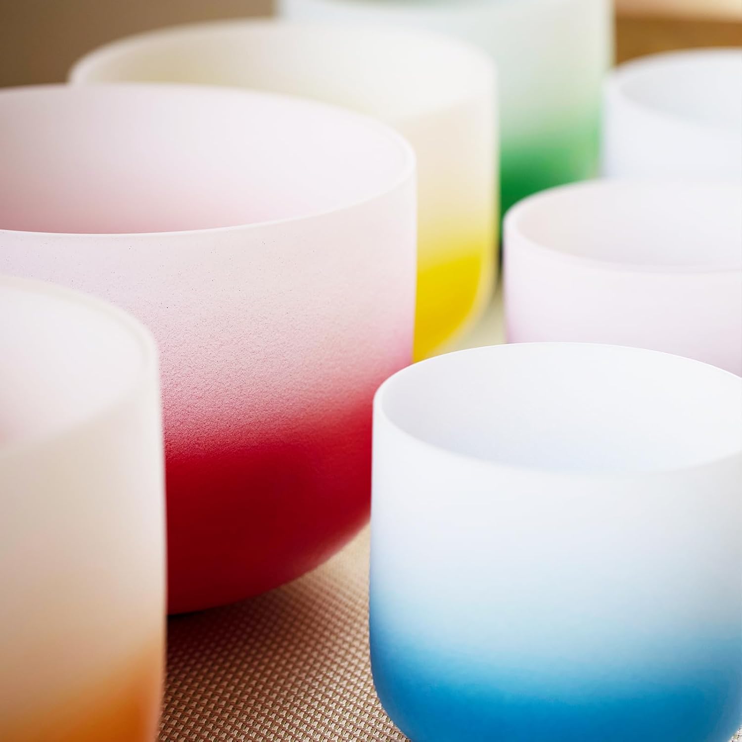 KVKA Kristall-Klangschalen Set, 6-12 inch 432Hz Gradien Quarz Chakra Sound Healing Klangschalen für Yoga Meditation Entspannung Stressabbau mit Tragetasche