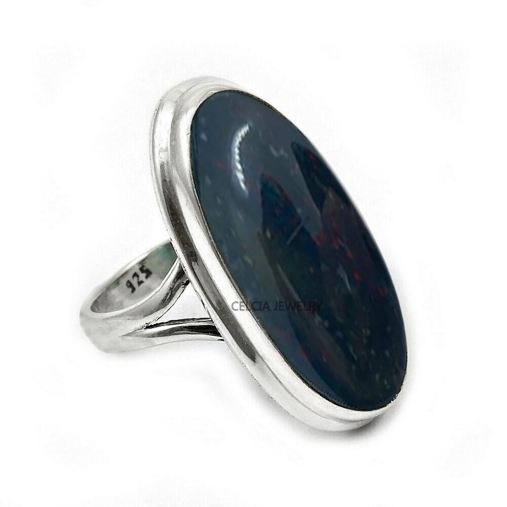 Large Oval Gemstone Handmade Jewellery, 925 Sterling Silver Tribal Ring, Engagement Gifts for Couples, Birthday Gifts for Men, Fathers Day Gifts, Promise Ring, Men's Gifts (Size 7.5, Charoite)