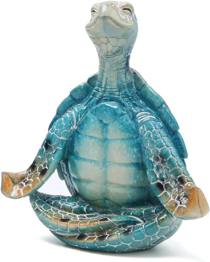 VVGIFTS Sea Turtle Meditation Zen Yoga Coastal Beach Resin Statue for Decor | Perfect bathroom decor and for home desk or shelf decoration ornament ,So well made, perfect size, beautiful vibrant colors.