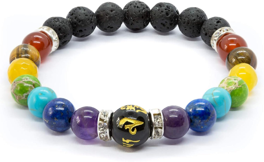 WICCSTAR Doppelt Chakra Armband mit Schmuckbeutel & bedeutung Karte