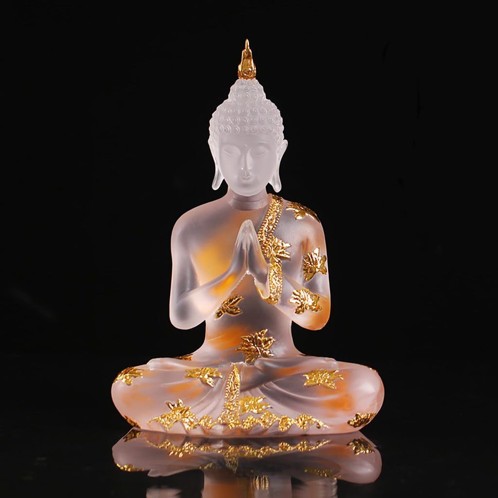 Buddha Statue aus Kristallharz Meditations Deko für Den Innenbereich, Thailändische Sitzende Buddha Figur Spirituelle Geschenke für Tisch Zen,Blau,L