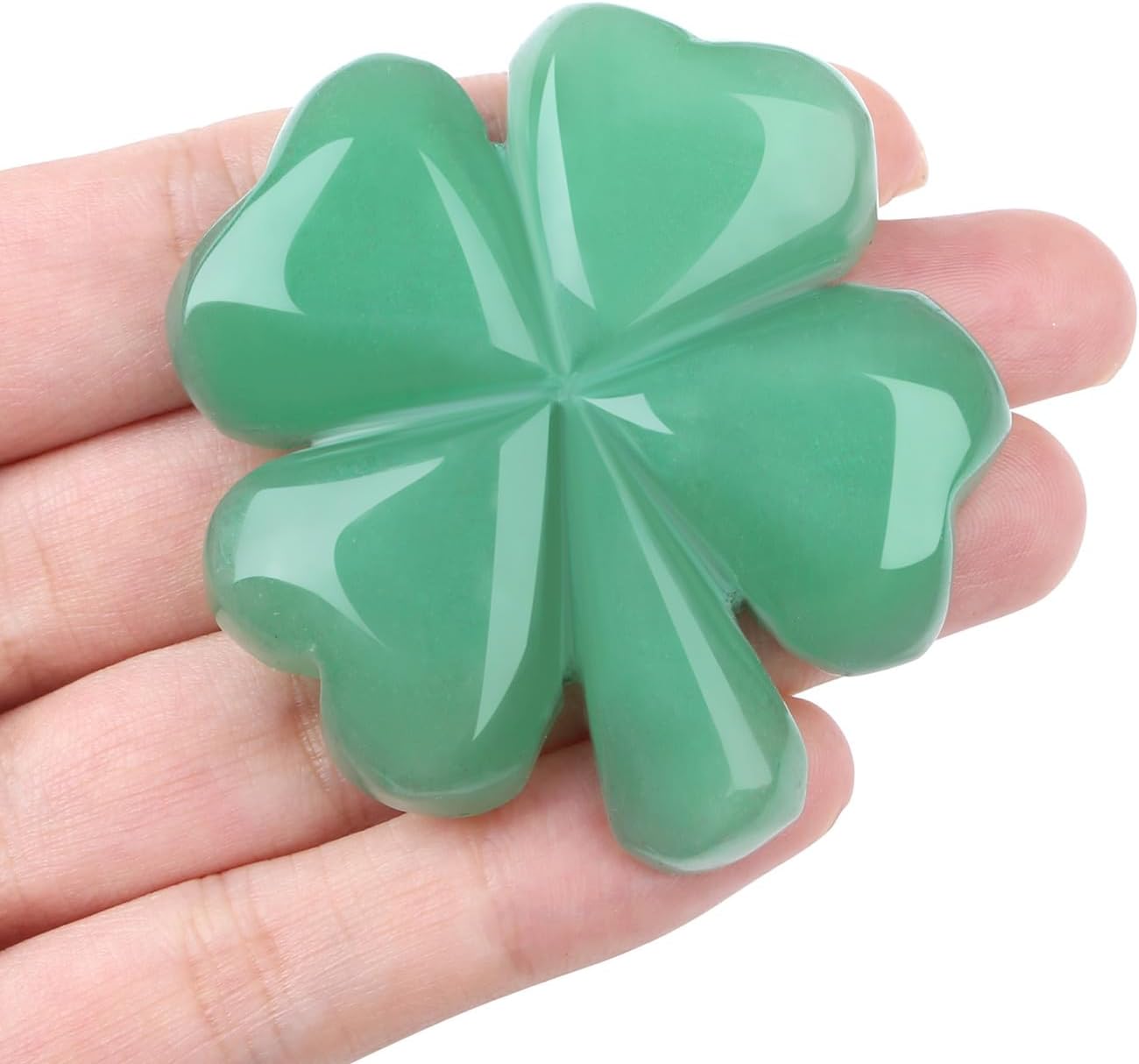 Lucky Charm Gift Four Leaf Clover Lucky Charm Exam Green Aventurine Healing Stones Crystals Gemstones Operation Anti-Stress Protection Symbol Lucky Clover Gift