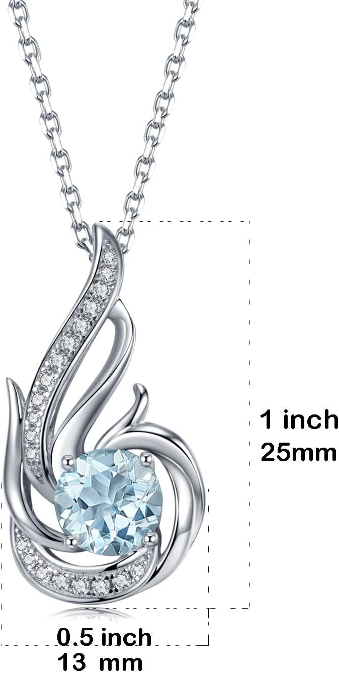 Sterling Silber Geburtsstein Halskette für Frauen erstellt oder echte Edelstein Phoenix Halsketten Geburtstag Jubiläum Schmuck Geschenke für Frauen Mädchen Mama, justierbare Kette