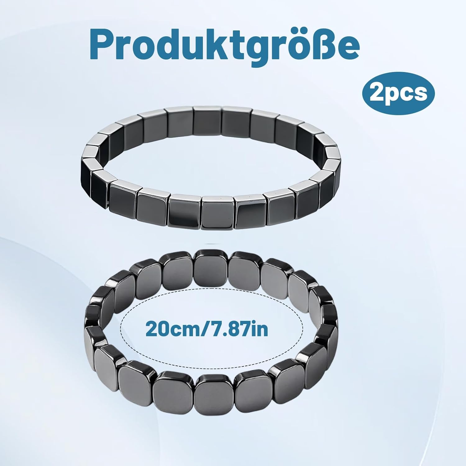 2 Stück Hämatit Armband für Herren, 2 Stilen Magnetarmband Herren, Hämatit Armbänder mit Magnetsteinen, Stilvolles Elastische Männer Armbänder für Sport Alltag Geschenk