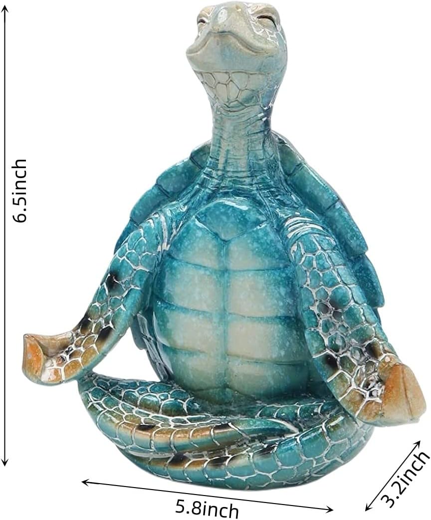 VVGIFTS Sea Turtle Meditation Zen Yoga Coastal Beach Resin Statue for Decor | Perfect bathroom decor and for home desk or shelf decoration ornament ,So well made, perfect size, beautiful vibrant colors.