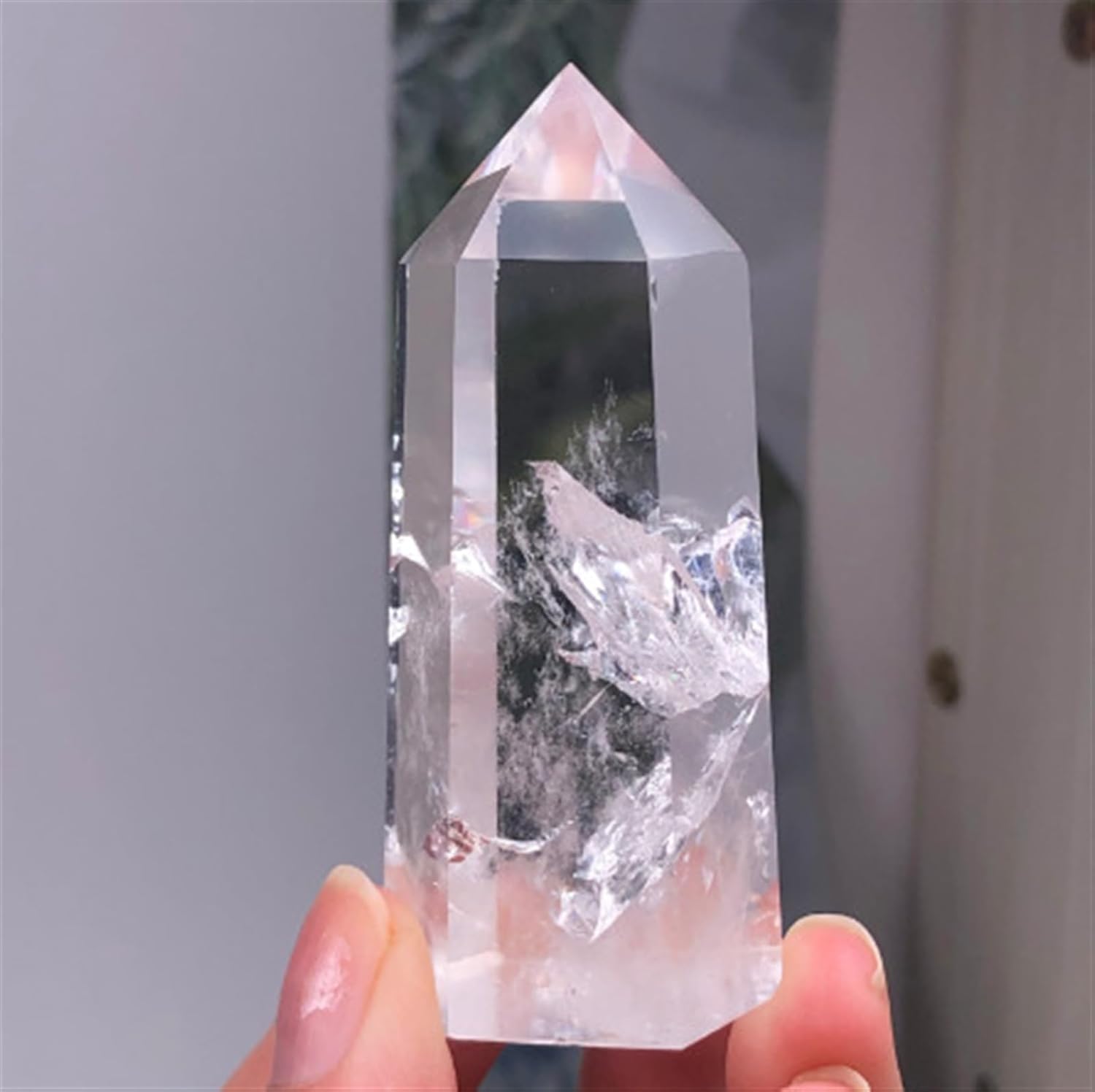 Clear Lemurian Seed Quartz Point Cluster Crystal Rough Ornaments (Size : 1 Piece) Gemstone Stone