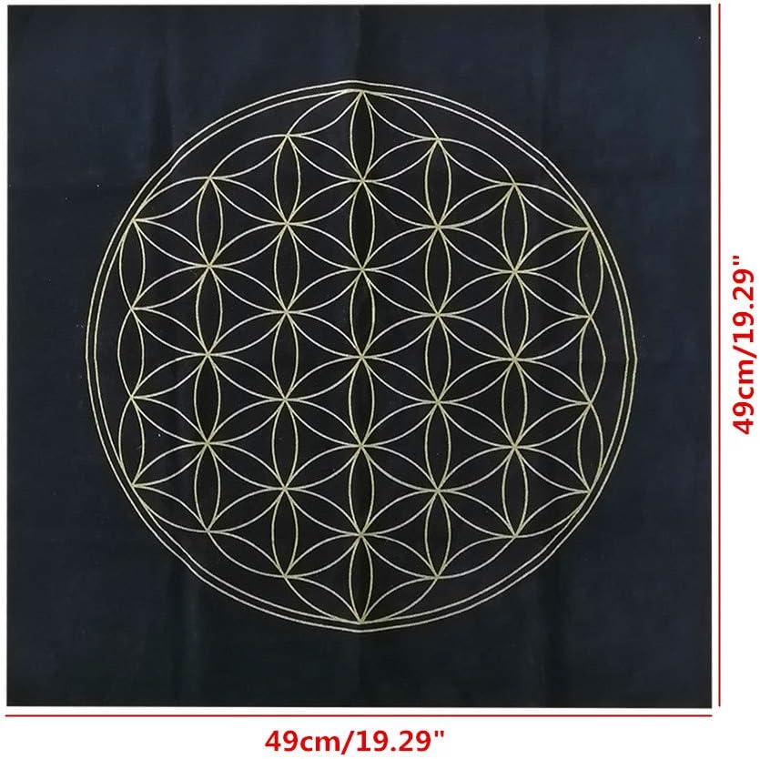 DENGHENG Tarot Card Special Tablecloth Flower of Life Divination Altar Cloth Board Game Lucky Astrology Velvet Card Pad