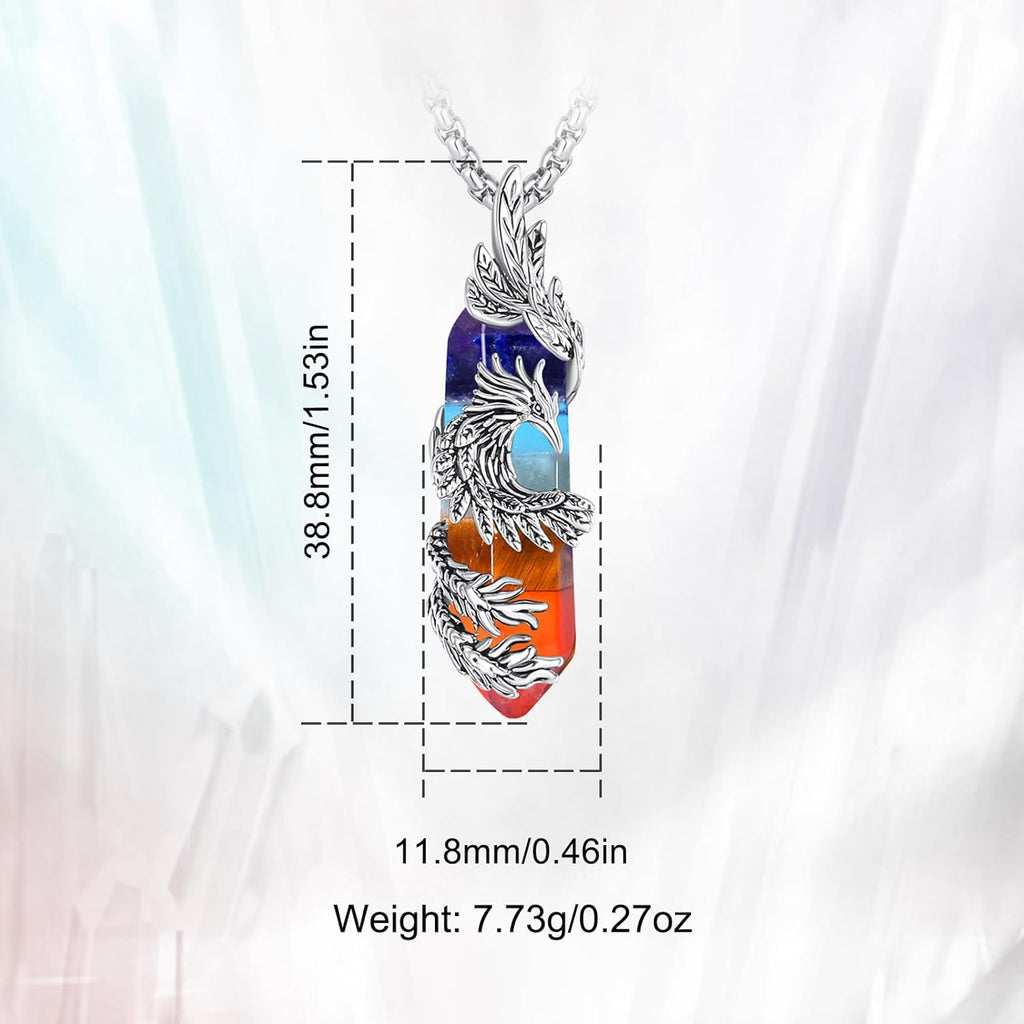 INFUSEU Kristall Phönix Kette, Vogelhänger Spirituelle Tiere Halskette Schmuck Kristall Rising Phoenix Lapislazuli Geschenke für Frauen Mädchen Damen