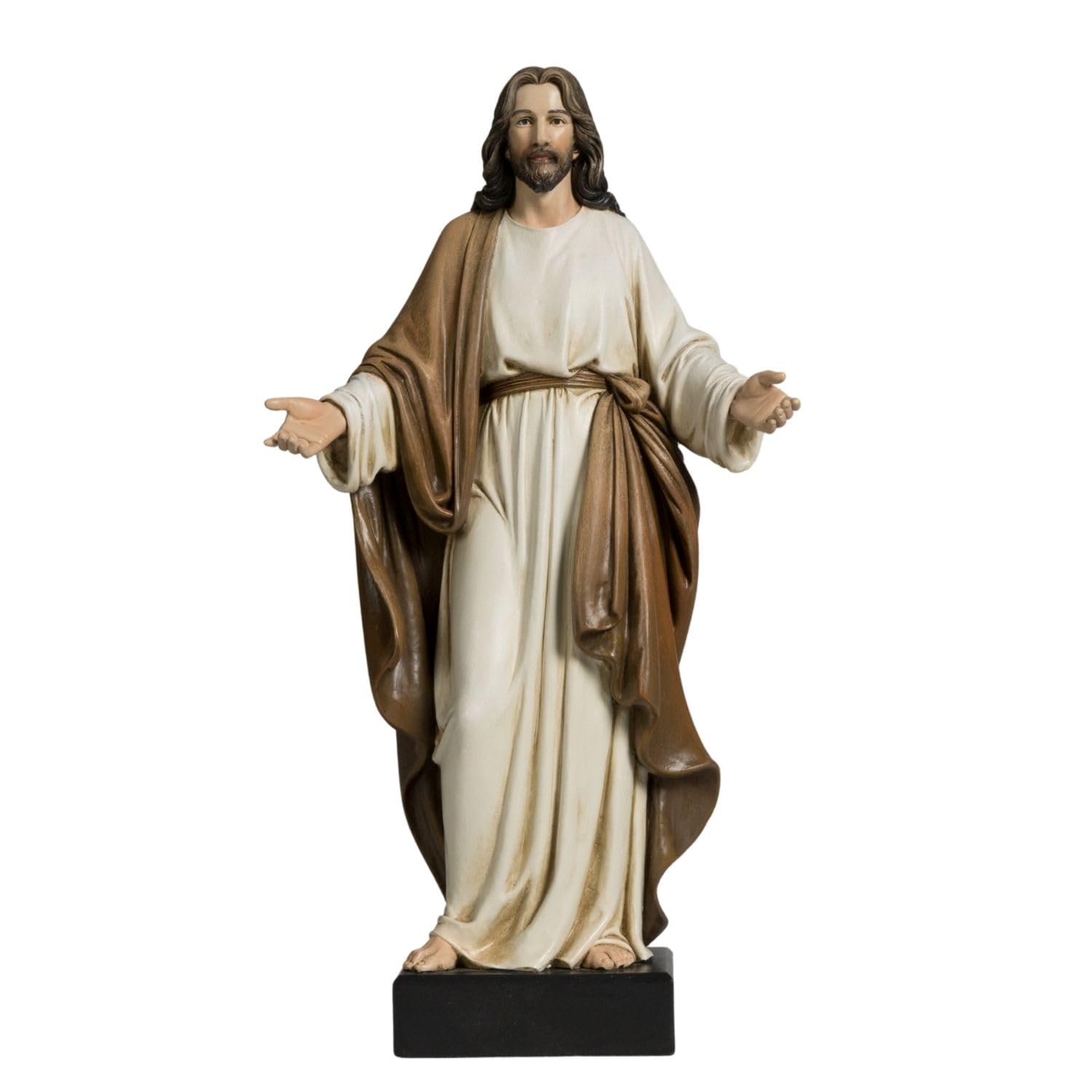 Jesus-Statue, handbemalt, Marmor-Optik, Jesus Christus mit offenen Armen, religiöse Heimdekoration, Kunstharz-Skulptur christliche Heimdekoration, 30,5 cm