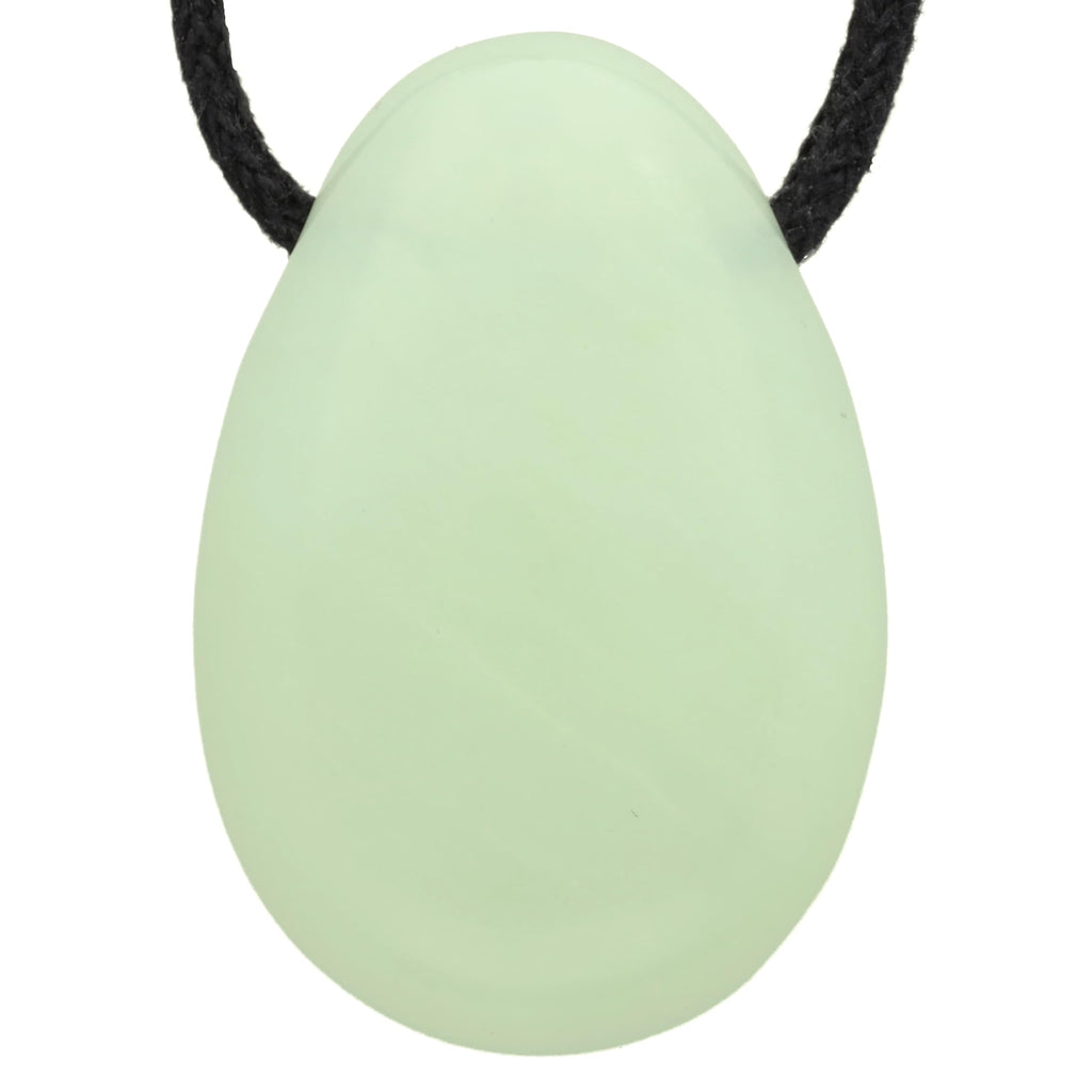 Lebensquelle Plus Tropfen Anhänger mit Baumwollband + Edelsteinkarte | Set-Angebot Echter Edelsteinanhänger | Gebohrter Trommelstein Tropfenanhänger