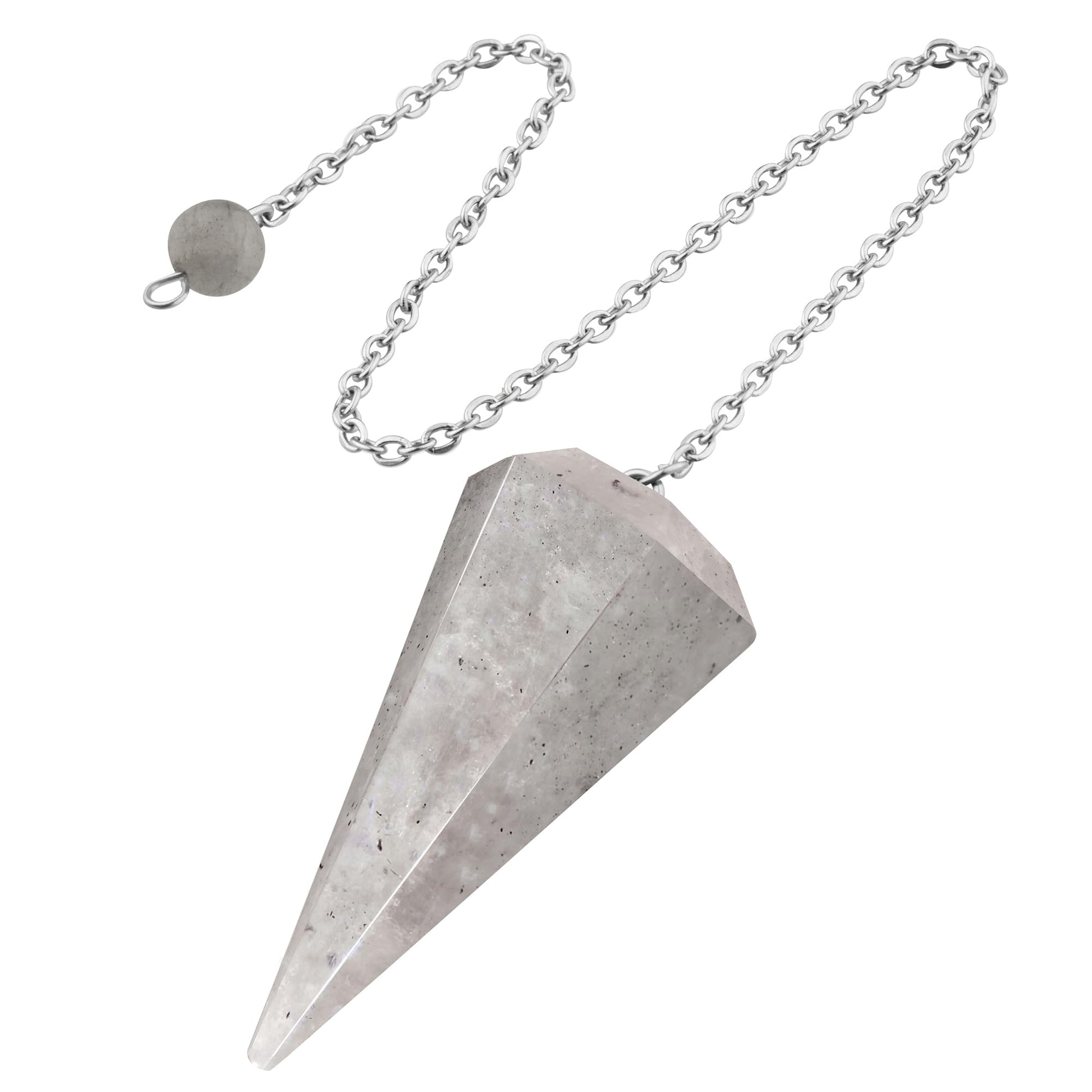 QINJIEJIE Rock Crystal Pendulum Natural Gemstone Pendulum Crystals Esoteric Pendulum with Chain and Ball for Dowsing Rods Fortune teller Chakra Reiki Witchcraft Accessories Esoteric Gifts