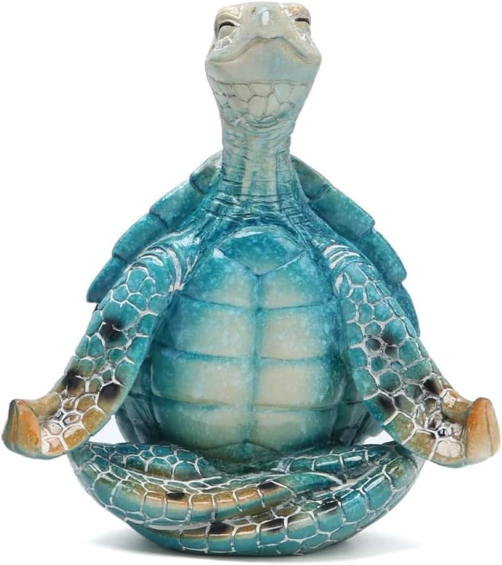 VVGIFTS Sea Turtle Meditation Zen Yoga Coastal Beach Resin Statue for Decor | Perfect bathroom decor and for home desk or shelf decoration ornament ,So well made, perfect size, beautiful vibrant colors.