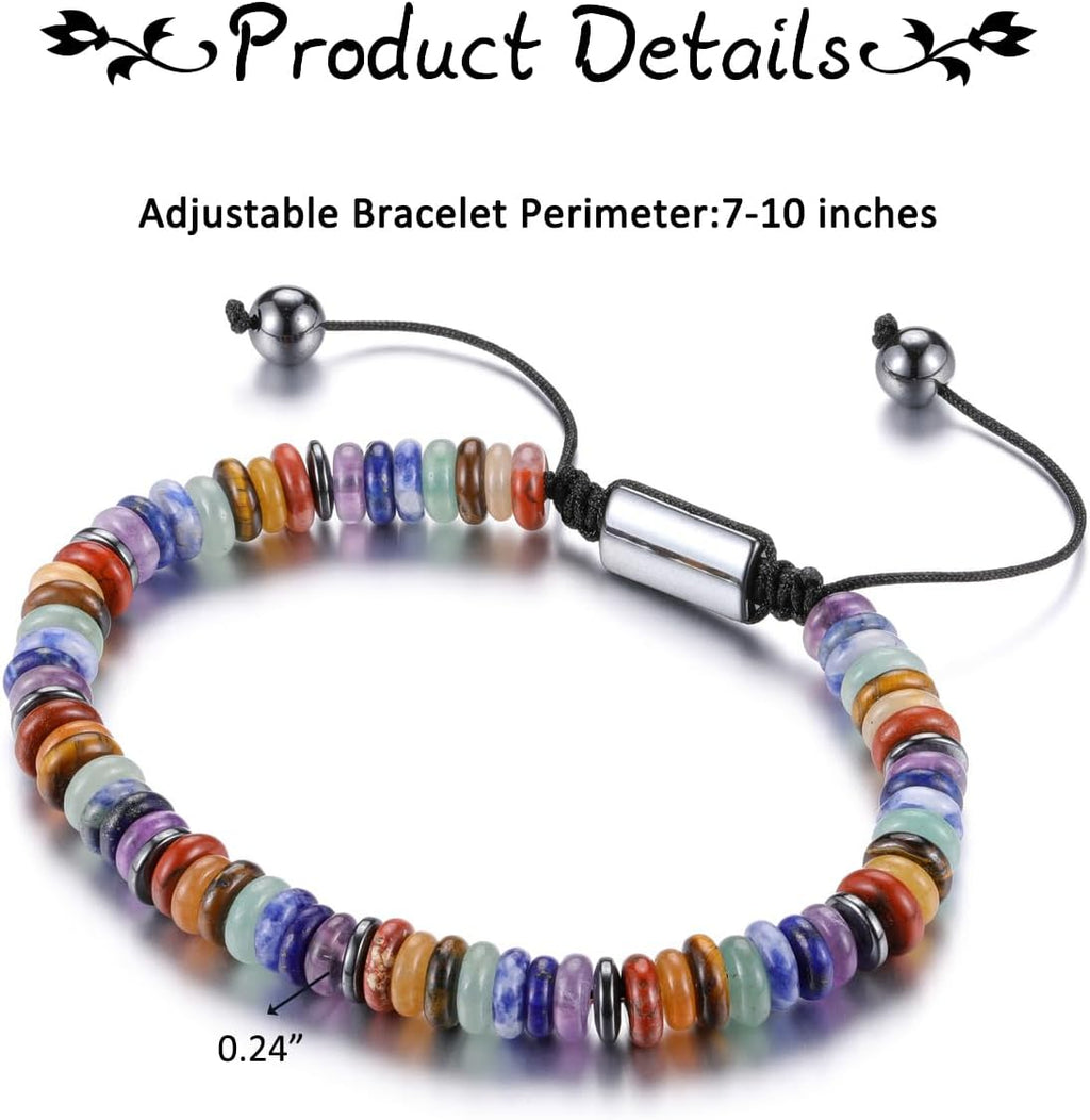 GEHECRST 7 Chakra Armband Edelstein Armbänder Natürliche Chakra Steine Yoga Armband Healing Reiki Energietherapie Glückbringen Edelstein für Damen Herren (Stil 6)
