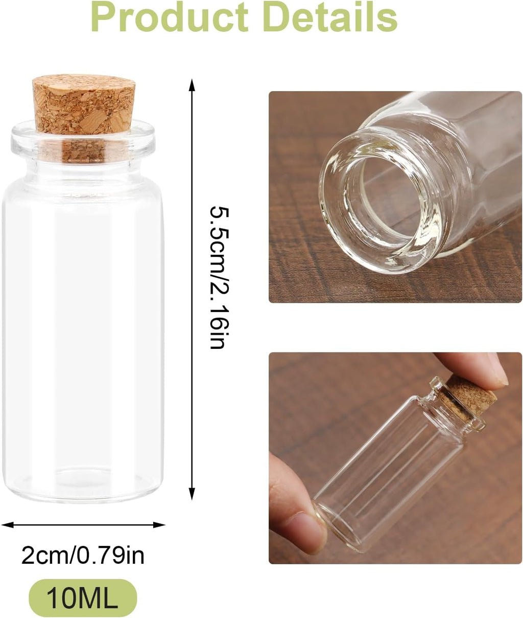 Acetiti 36 Stück Mini Glasflaschen, 10ml Wunschflaschen mit Korken Kleine Glasflaschen Zaubergläser leere Nachricht Flaschen für Hochzeit Wunsch, Party Dekoration, Kunst & Handwerk, Geschenk