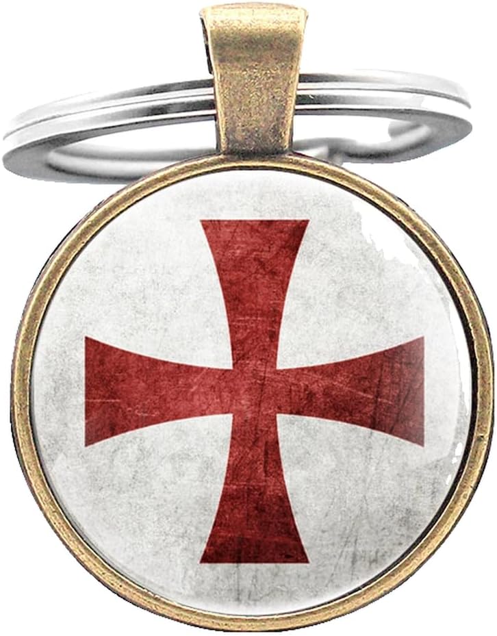 KREATIONS Templar Cross Keyring Glass Jewellery