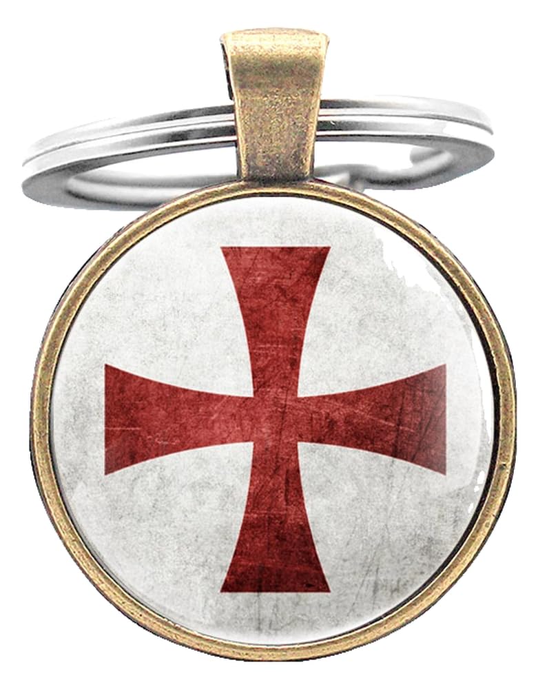 KREATIONS Templar Cross Keyring Glass Jewellery