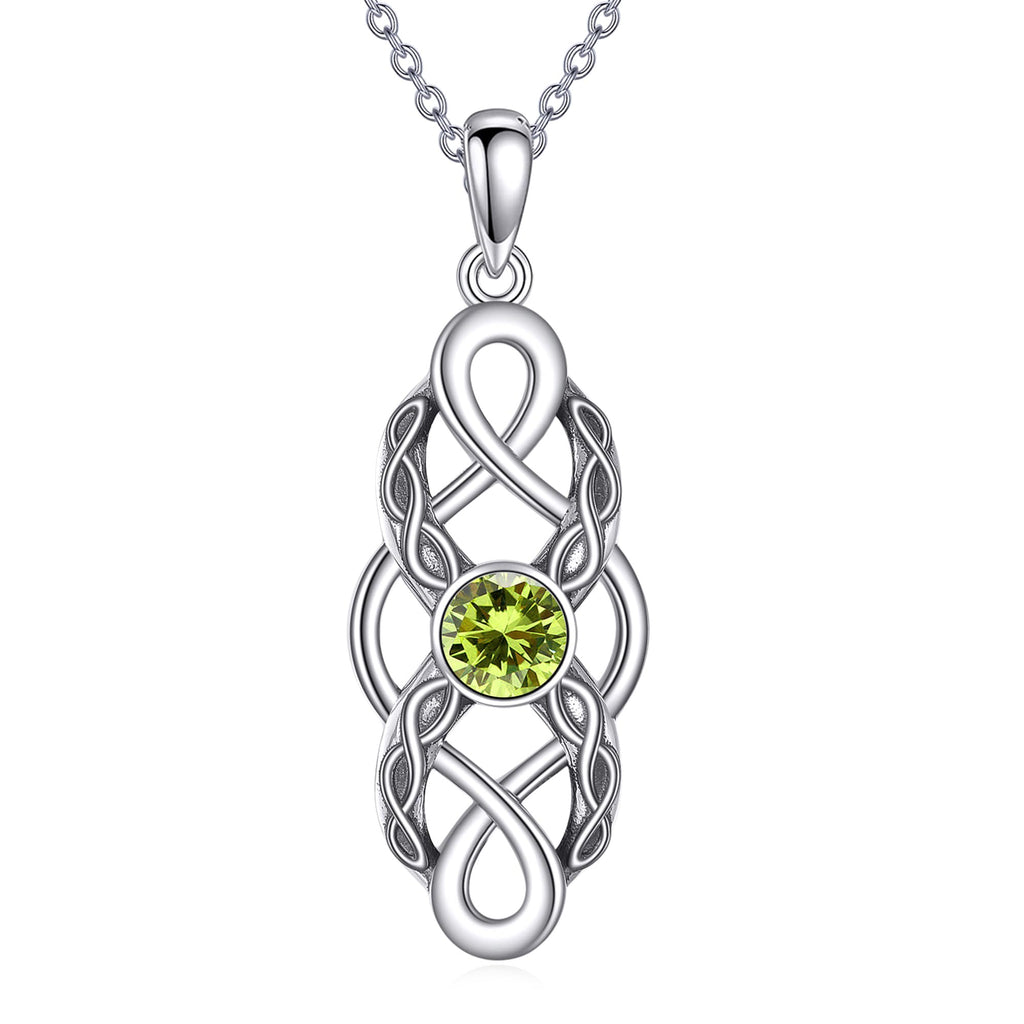 CUPENDA Keltischer Knoten Geburtsstein Halskette Sterling Silber Irische Keltische Anhänger Halskette Glücksschmuck für Frauen
