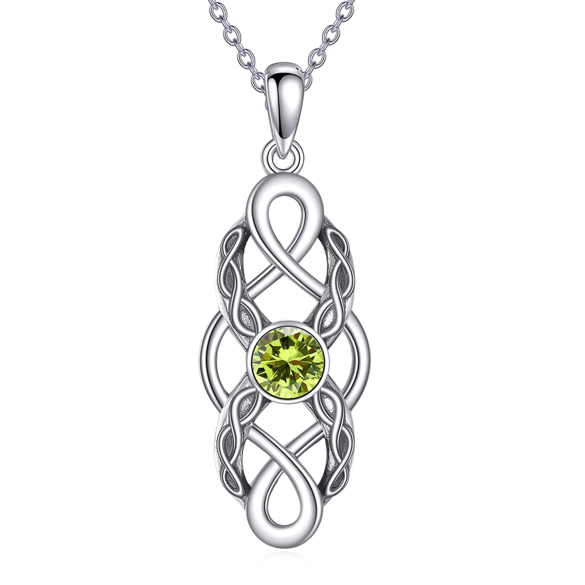 CUPENDA Keltischer Knoten Geburtsstein Halskette Sterling Silber Irische Keltische Anhänger Halskette Glücksschmuck für Frauen