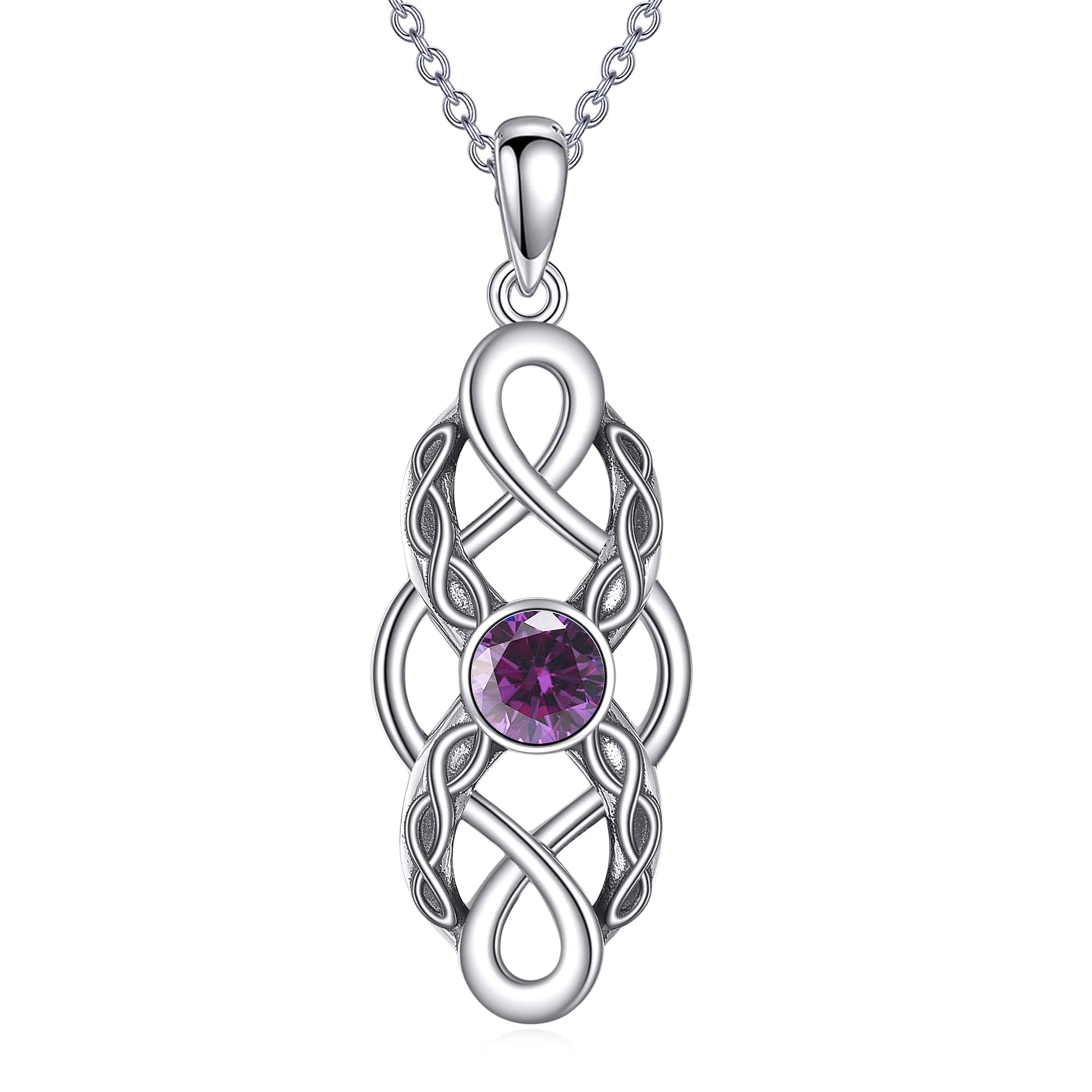 CUPENDA Keltischer Knoten Geburtsstein Halskette Sterling Silber Irische Keltische Anhänger Halskette Glücksschmuck für Frauen
