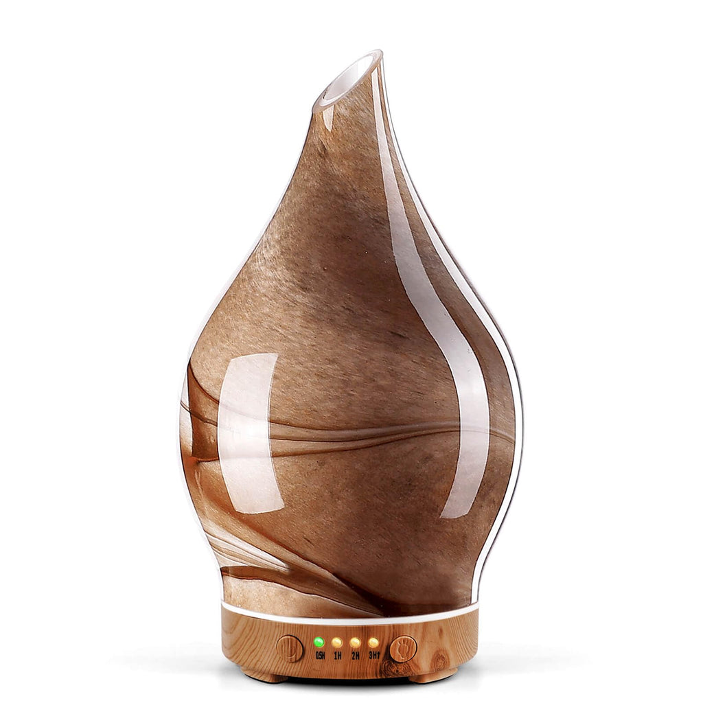 Porseme Aroma Diffuser Luftbefeuchter 150ml,Handgeblasen 3D Luftbefeuchter Ultraschall Leise 7 farbwechselnde LEDs Raumbefeuchter BPA Frei für Wohnung Yoga SPA mit Timer (Rose Gold)