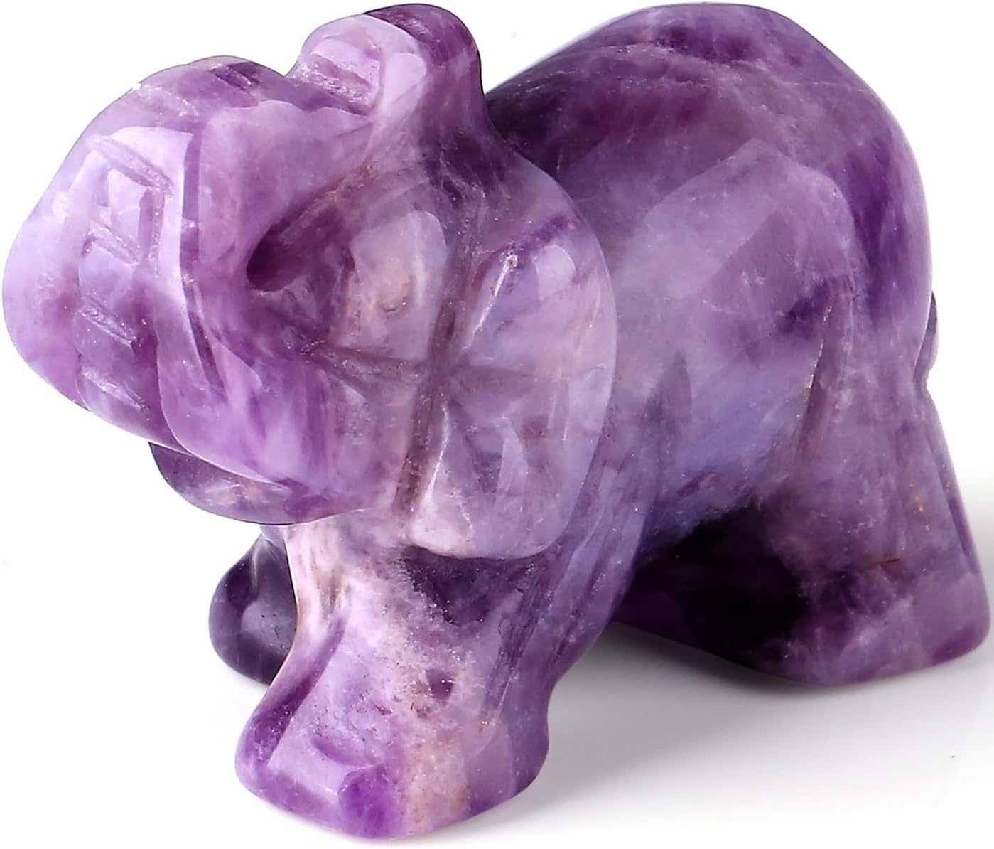 QINJIEJIE Amethyst Elephant Decor Statue Crystals Healing Stones Crystal | Pocket Figurines Cute Ivory Wedding Anniversary Sculpture Gemstones Home Office Desk Purple Decor Elephant Gifts for Women