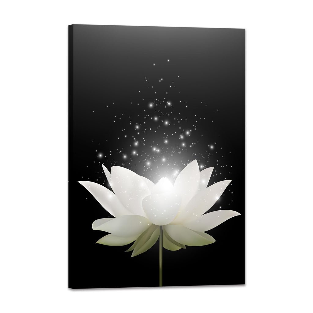 Lotus Flower Canvas Print Pictures Bathroom Decor Zen Wall Art Painting Spa Photo Artwork Framed for Spiritual Meditation Yoga Room Ready to Hang 16 x 24inch