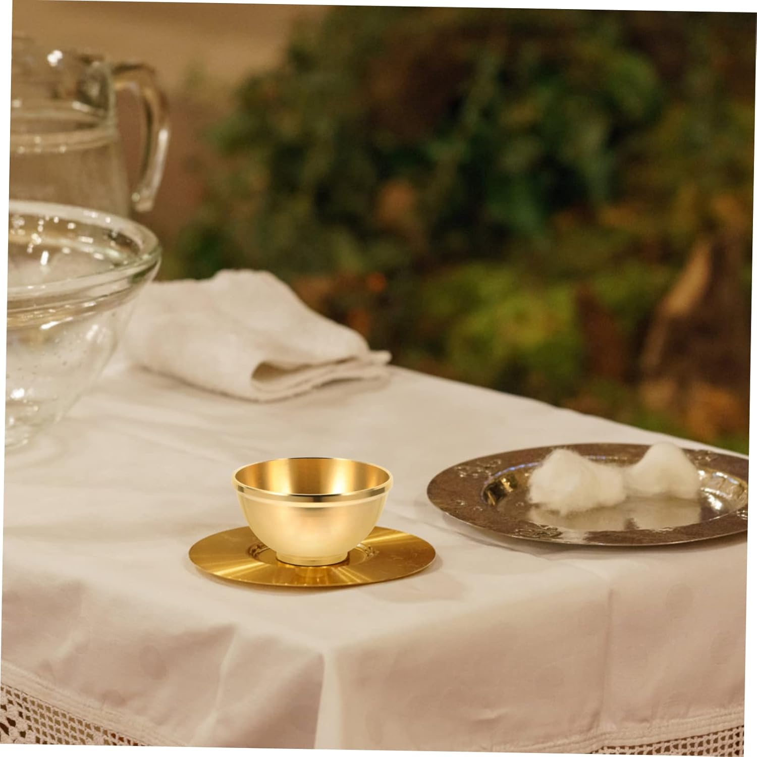 Cabilock Bronze Decorative Bowl Set of 4 Buddha Sacrifice Bowls Made of Pure Copper Meditation Bowls Worship Bowl Altar Bowls Copper Bowl of the Temple Pot Lubricating Wiping Bowl Jewellery Tray