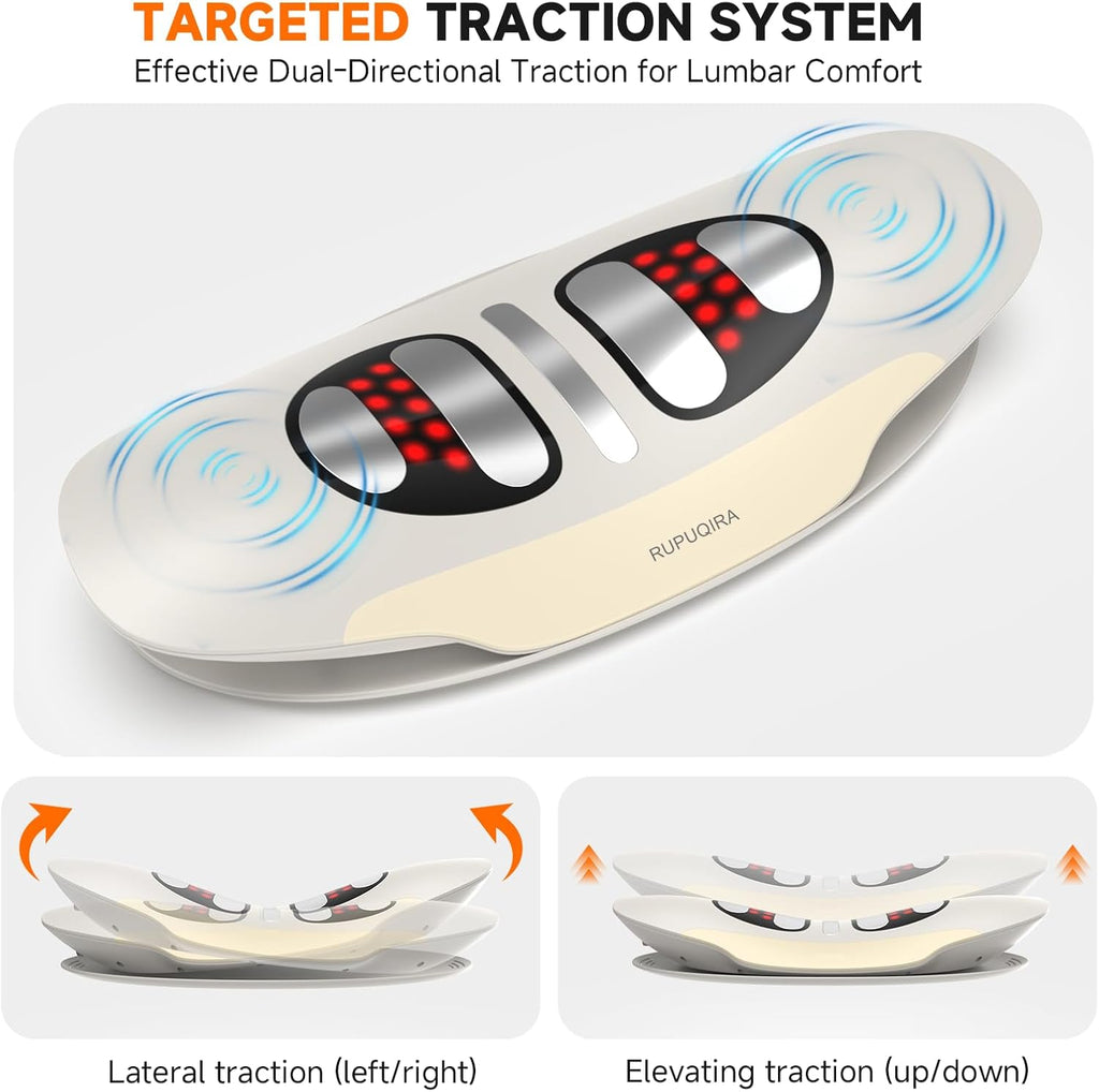 Electric Lumbar & Back Stretching Massager with Airbag Stretch, Vibration Massage, Auto Mode | for Home Relaxation, Ideal Gift (White)