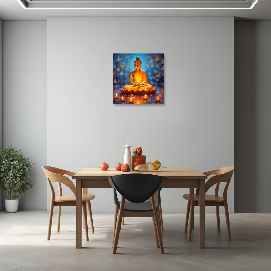 LZIMU Buddha Canvas Wall Art Buddha Statue Painting Prints Zen Pictures Buddhist Spiritual Artwork for Office Yoga Spa Meditation Room Framed(Picture-1, (12.00" x 12.00"))