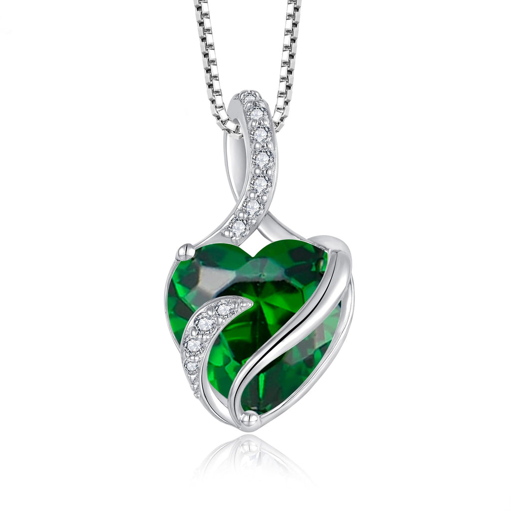 FJ Heart Birthstone Necklace Women's 925 Sterling Silver Infinity Necklace Jewellery Gifts for Women Mother Girlfriend Mum