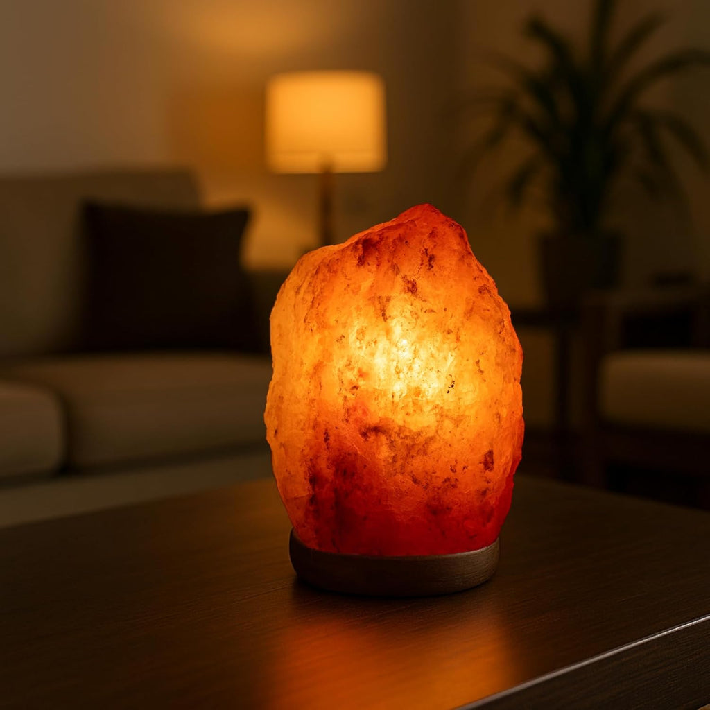 Fisura - Salt Range Pakistan Lamp. Weight from 2 to 3 kg, with Wooden Base, Cable and 15W Bulb. Relaxing Lamp for Desk and Bedside. Original Gift, Pink