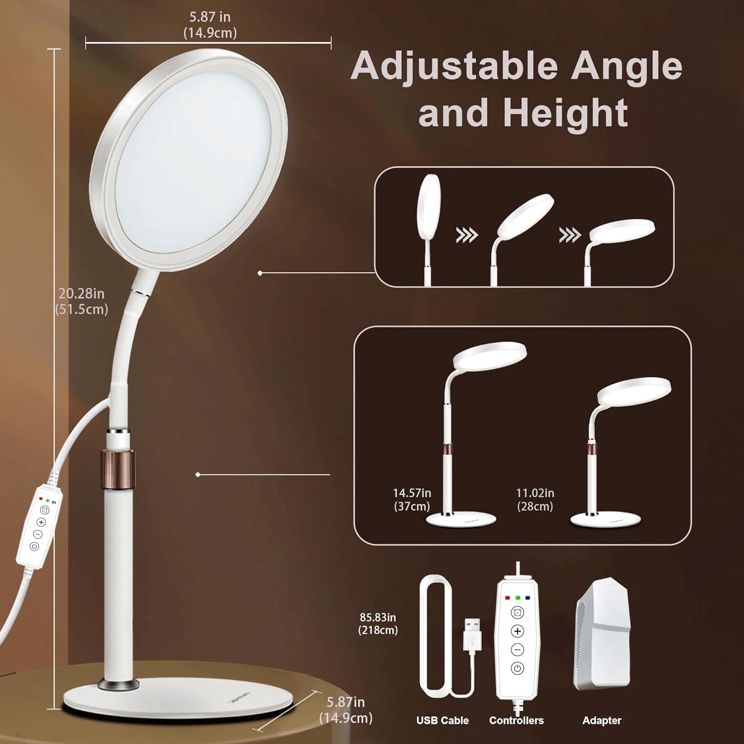 Trayvespace SAD Lamp, SAD Light Therapy Lamp, UV-Free 10000 Lux Sun Lamp, Therapy with 3 Light Colours and 9 Adjustable Brightnesses and 3 Timers for Lift Mood