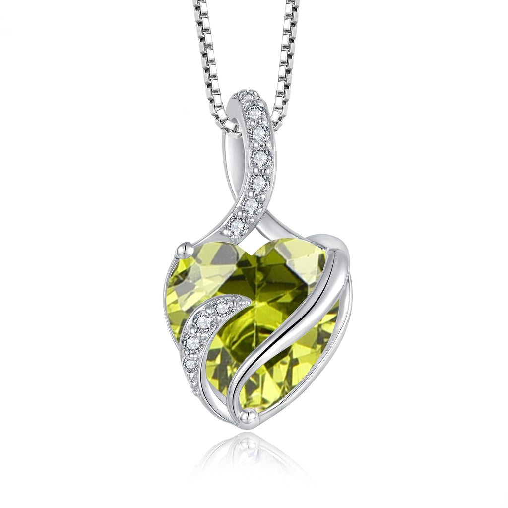 FJ Heart Birthstone Necklace Women's 925 Sterling Silver Infinity Necklace Jewellery Gifts for Women Mother Girlfriend Mum