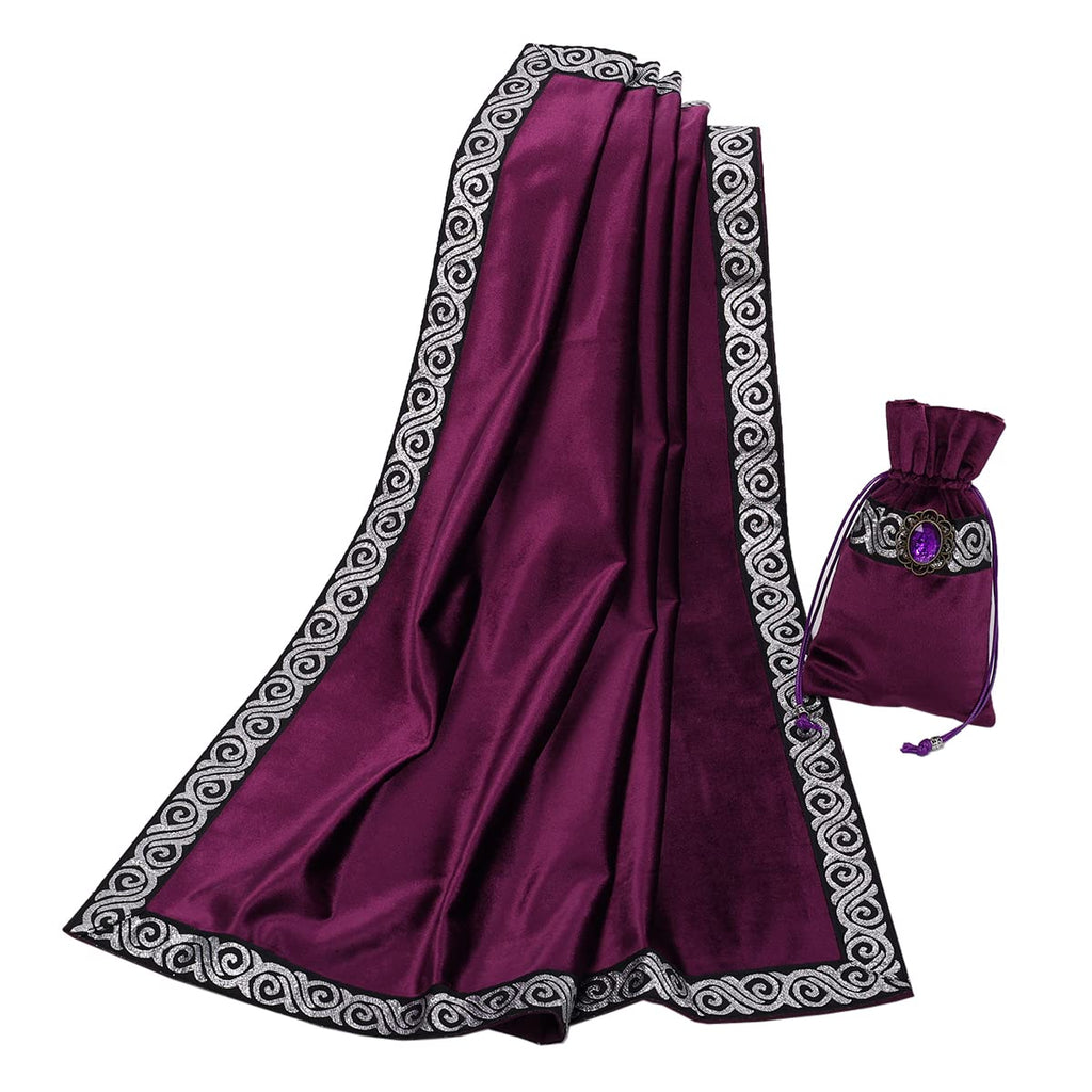 BLESSUME Witch Altar Tarot Table Cloth and Pouch Square Divination Tarot Cloth (Red)