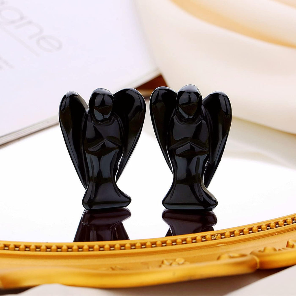 XIANNVXI Obsidian Schutzengel Kristalle Engel Figur Heilung Kristall Edelsteine Poliert Steine Statue Reiki Angel Figur Schutzengel Geschenk