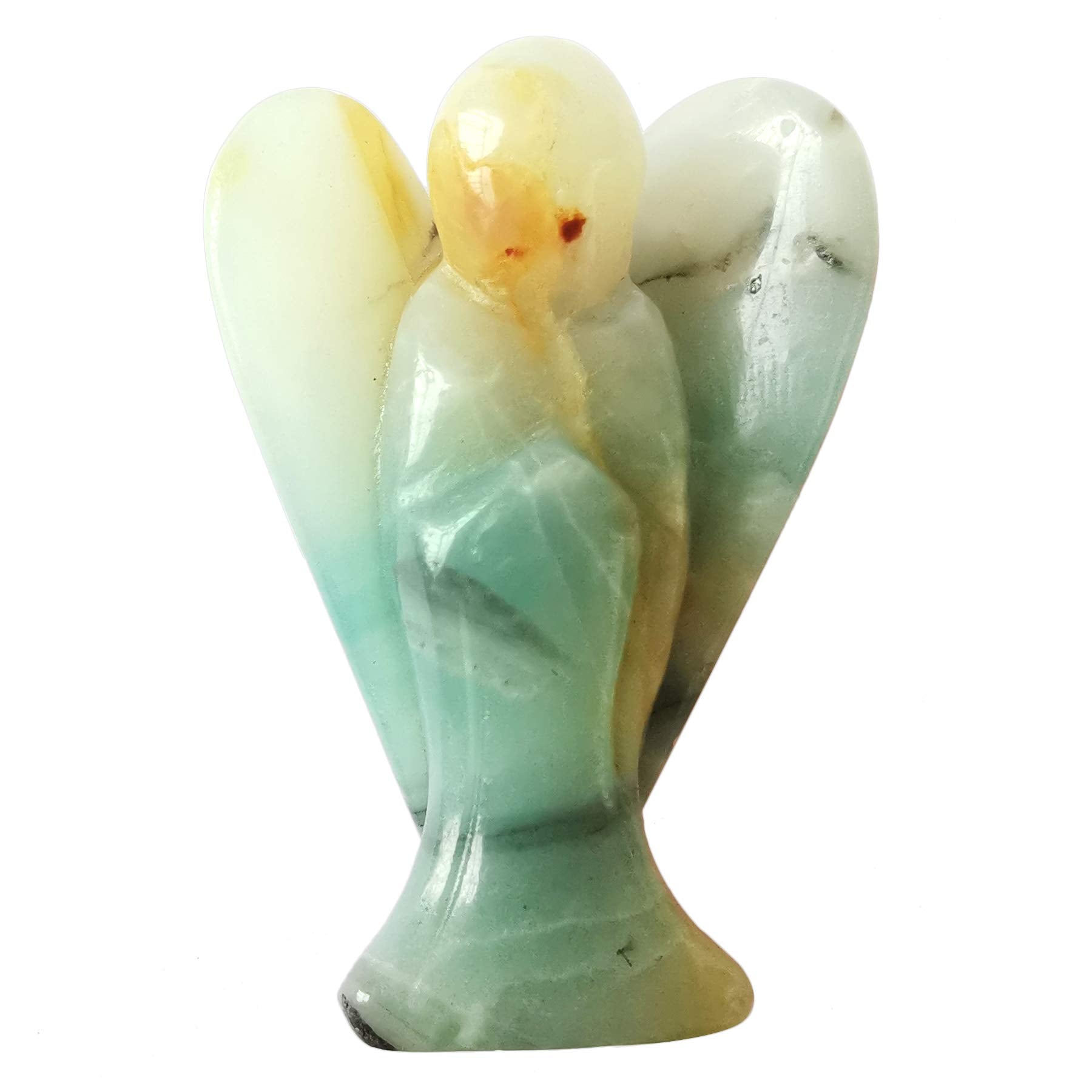 Natural Kambaba Jasper Guardian Angel Statue, Hand Carved Stone Healing Crystal Bag Figures Decoration, 5 cm