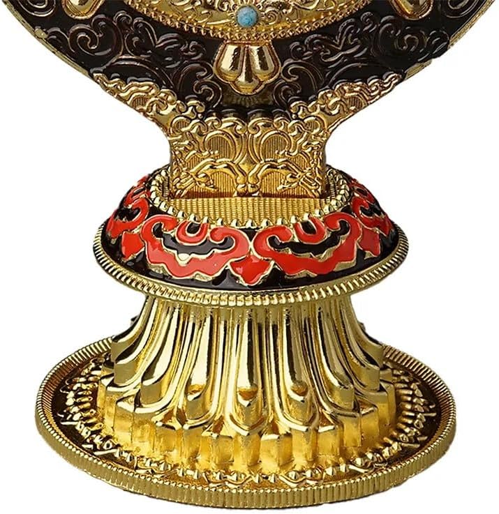 Peaceful Wheel of Dharma Statue - Gold Alloy Lotus Design for Zen Decor & Mindfulness, Spiritual Tabletop Art for Meditation, Yoga Studio & Home Office