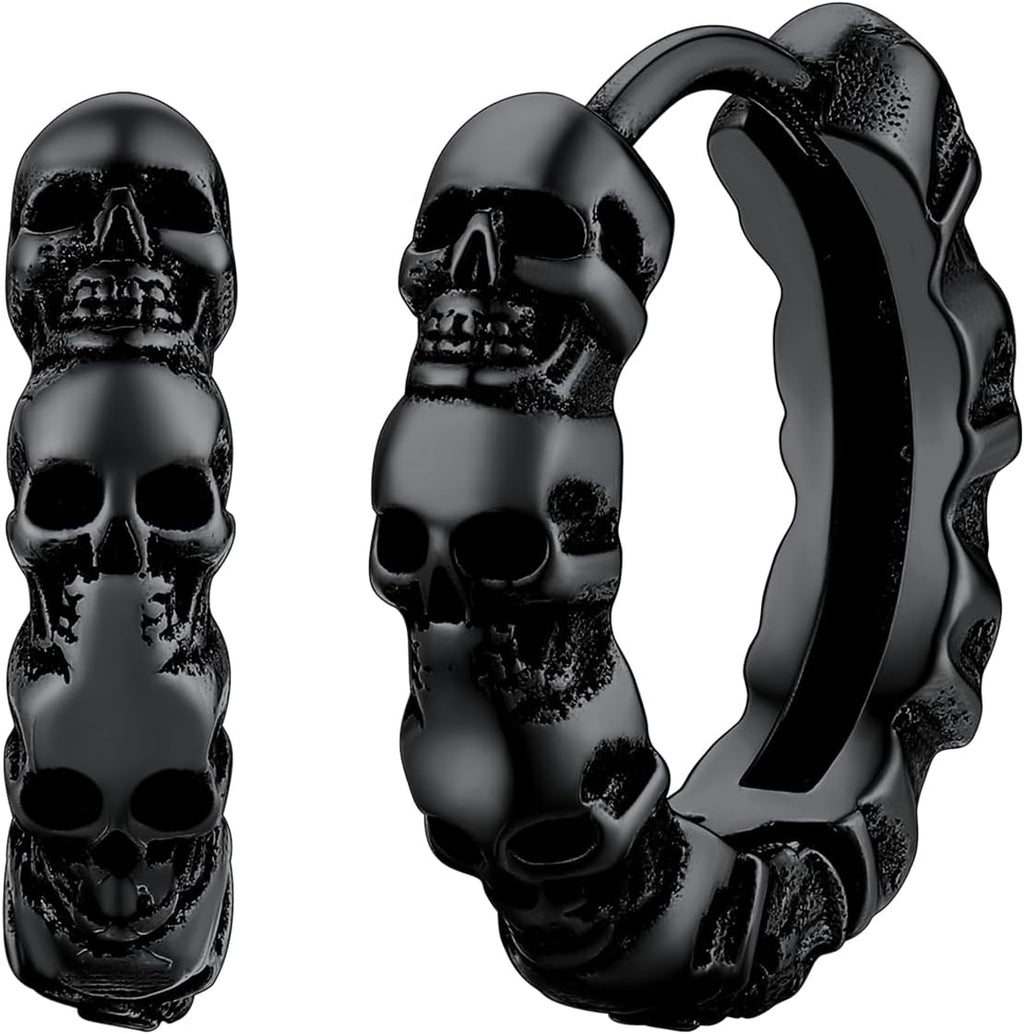 FaithHeart Edelstahl Totenkopf Ohrstecker für Herren Damen Punk Gotik Schädel Ohrring Piercing Creolen Ohrstecker für Weihnachten Valentinstag Halloween